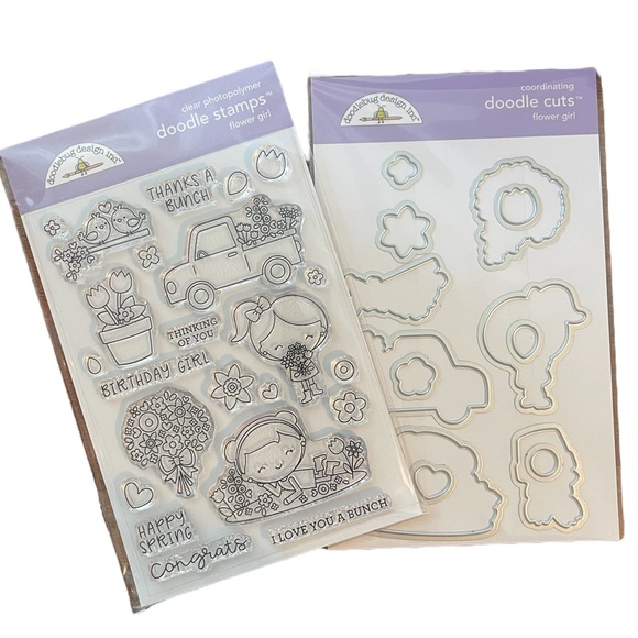 Doodlebug "Flower Girl" clear stamps & dies - Picture 2 of 7